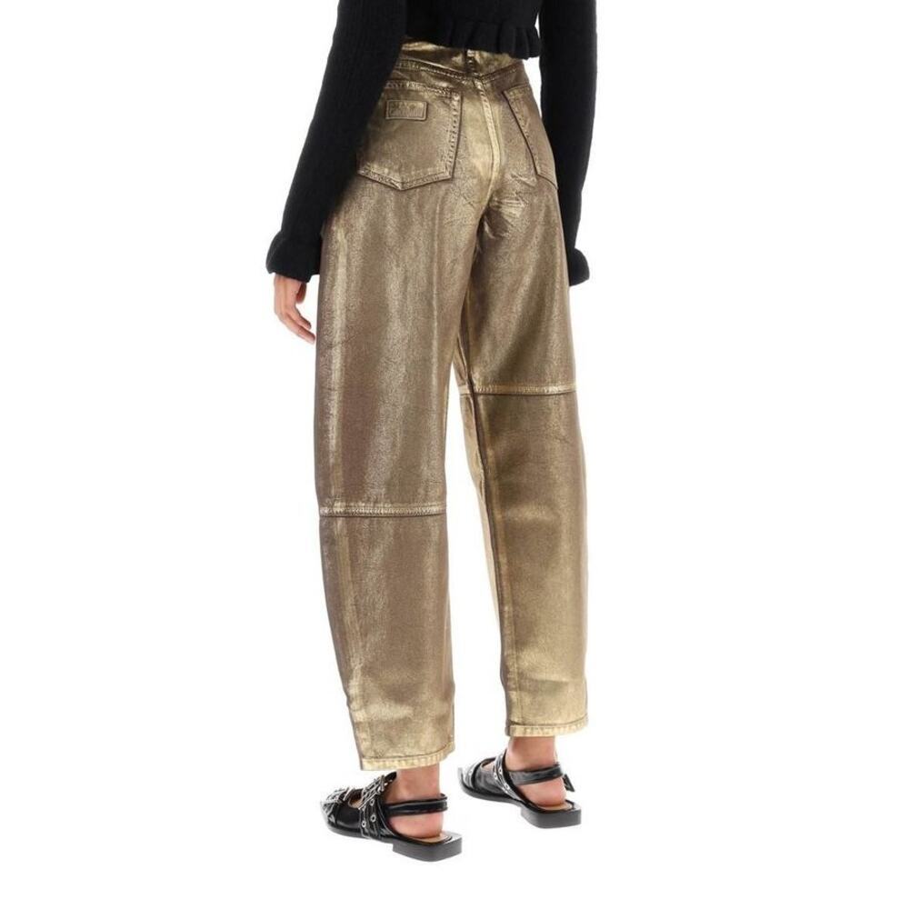 NWT $375 GANNI Barrel CURVED LEG JEANS - FOIL SZ 27 - Picture 2 of 11